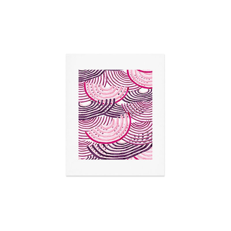 Large Scale Magenta Pink Modern Eclectic Playful Red Onion Slices in Watercolor Art Print Gallery Image 1