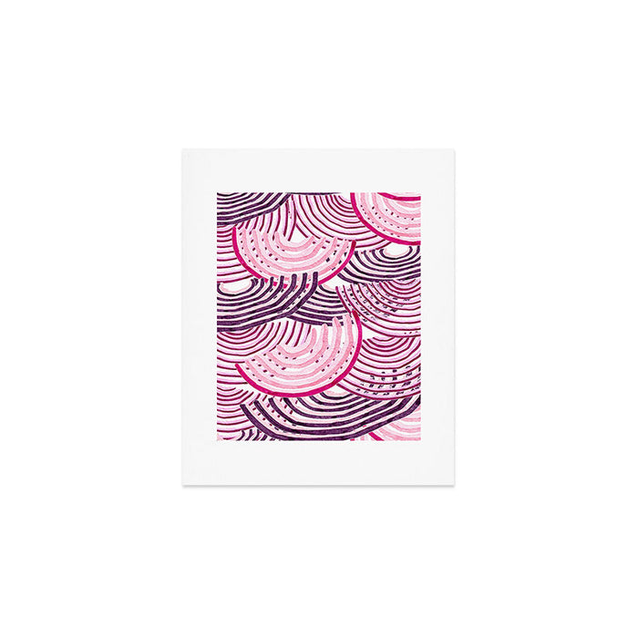 Large Scale Magenta Pink Modern Eclectic Playful Red Onion Slices in Watercolor Art Print Gallery Image 1