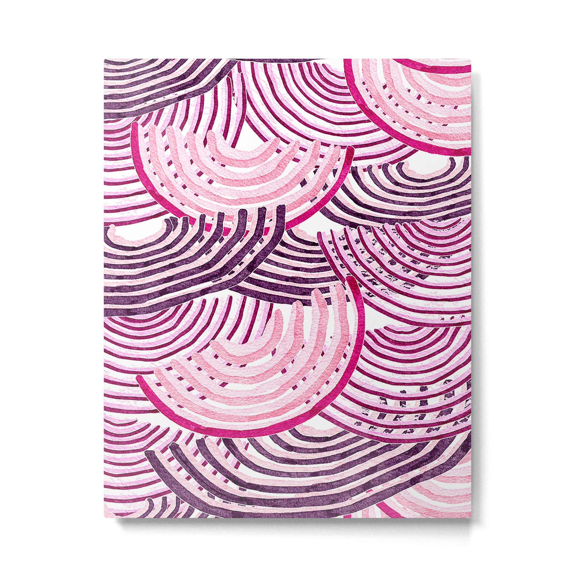 Large Scale Magenta Pink Modern Eclectic Playful Red Onion Slices in Watercolor Metal Print Gallery Image 6