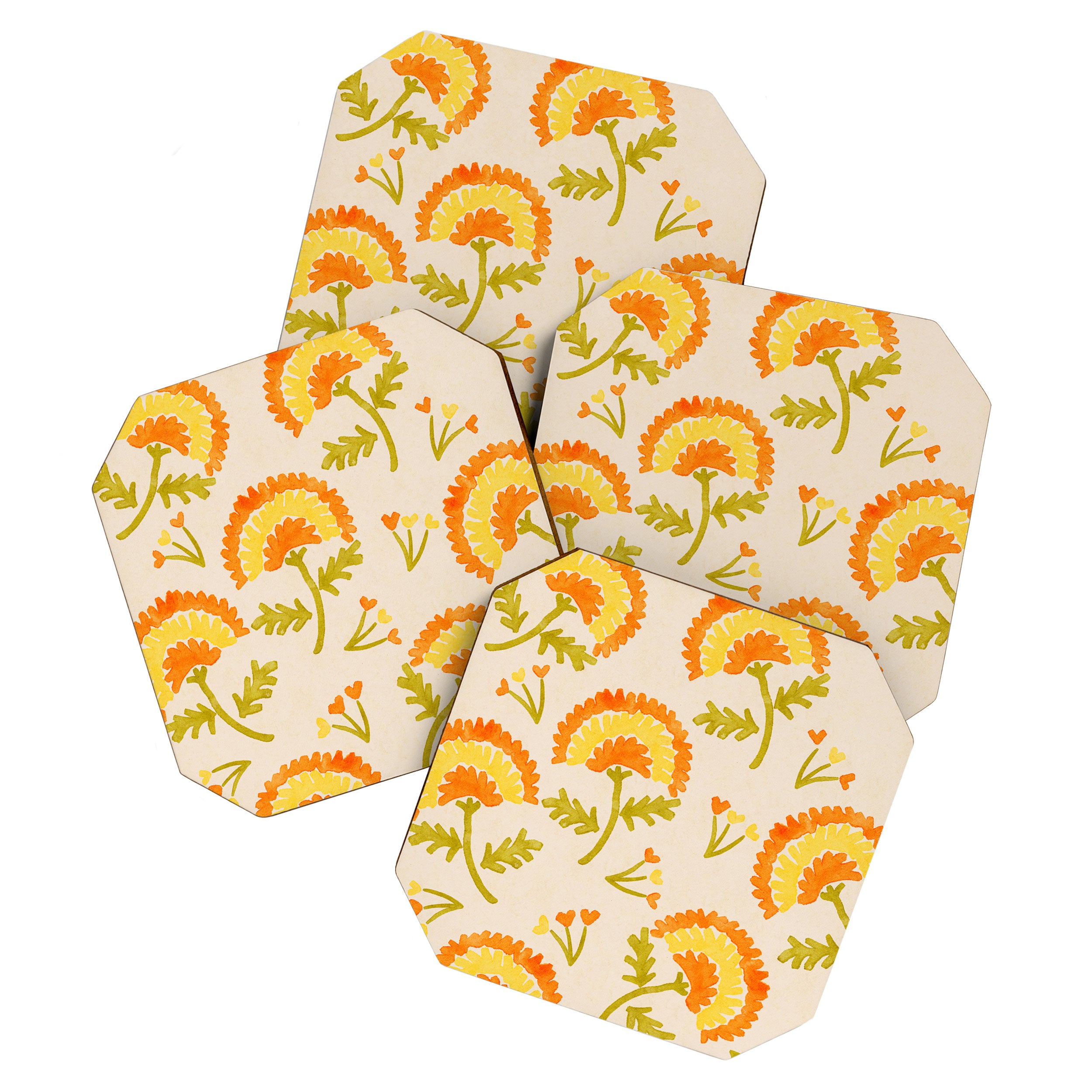 Marigold print- Mexico City Flower Market  Coaster Gallery Image 1