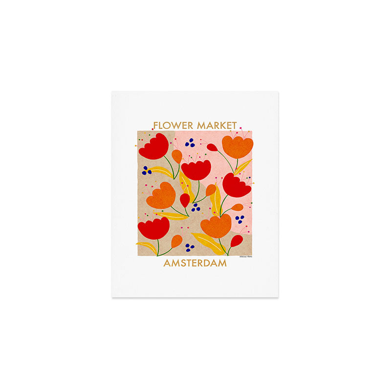 Red and Orange Flower print - Amsterdam Flower Market Art Print Gallery Image 1