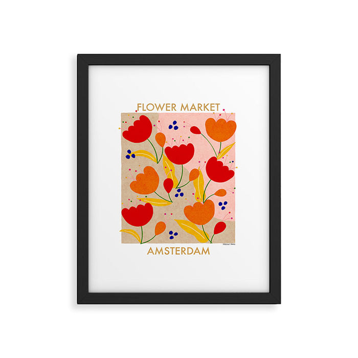 Red and Orange Flower print - Amsterdam Flower Market Framed Art Print Gallery Image 1