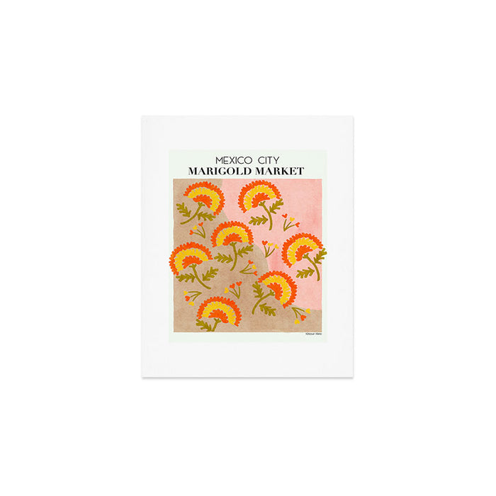 Red and Orange Marigold print - Mexico City Marigold Market Art Print Gallery Image 1