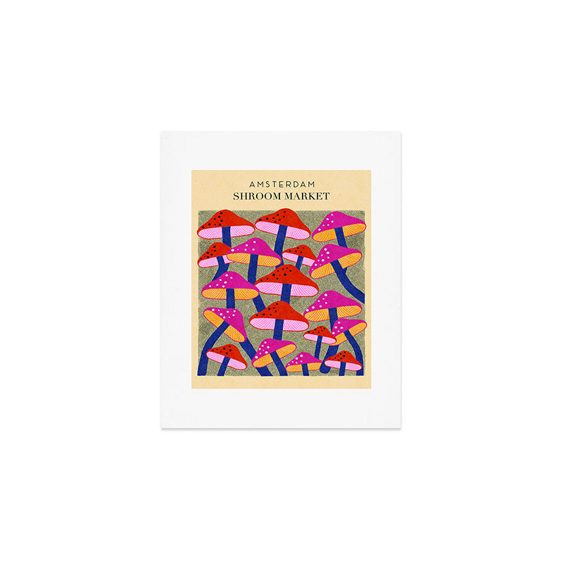 Red and Pink Mushroom print - Amsterdam Market Art Print Gallery Image 1