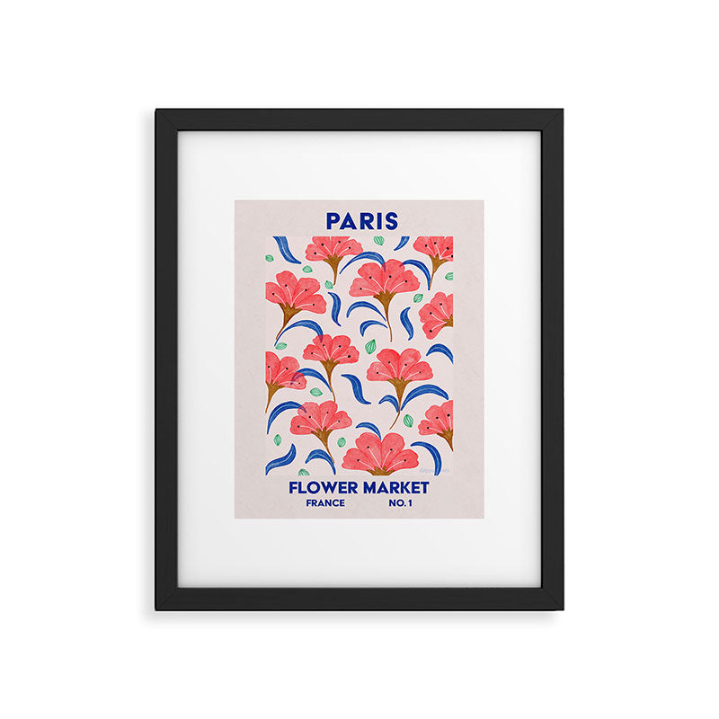 Tropical Watercolor Flowers in Pink and Blue Framed Art Print Gallery Image 5
