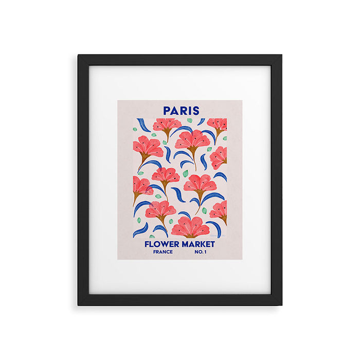 Tropical Watercolor Flowers in Pink and Blue Framed Art Print Gallery Image 1