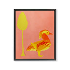 Bird and a Tree - Yellow and Salmon Framed Canvas Print Gallery Image 8