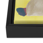 Calico Cat and Flower on Yellow Framed Canvas Print Gallery Image 3