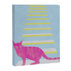 Cat on the Stairs - Pink Canvas Print Gallery Image 8