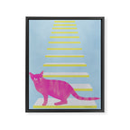 Cat on the Stairs - Pink Framed Canvas Print Gallery Image 8