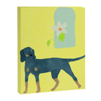 Dog and a Half-Round Window - Green and Yellow Canvas Print Gallery Image 8