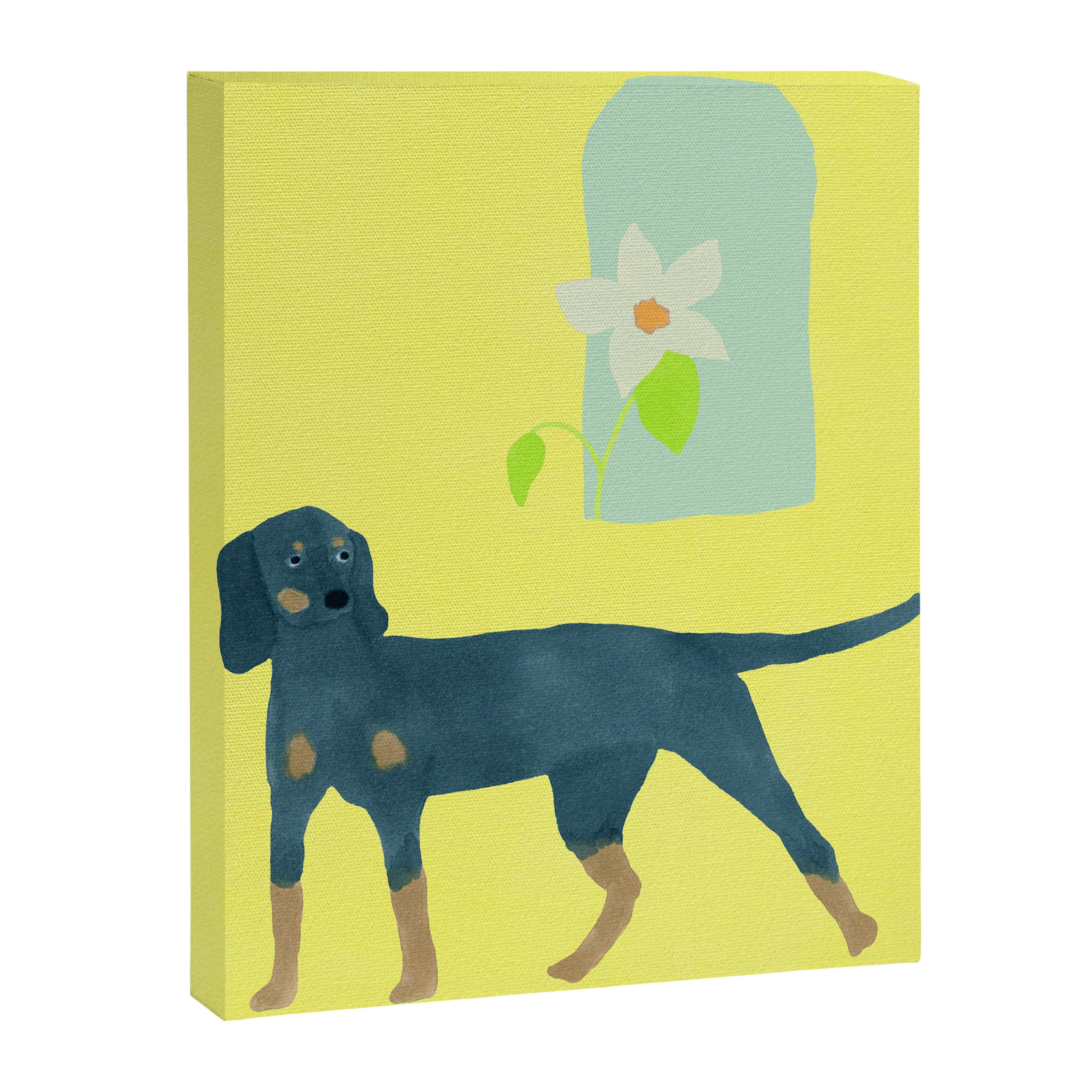 Dog and a Half-Round Window - Green and Yellow Canvas Print Gallery Image 8