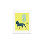 Dog and a Half-Round Window - Green and Yellow Art Print Gallery Image 1
