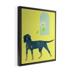 Dog and a Half-Round Window - Green and Yellow Framed Canvas Print Gallery Image 2