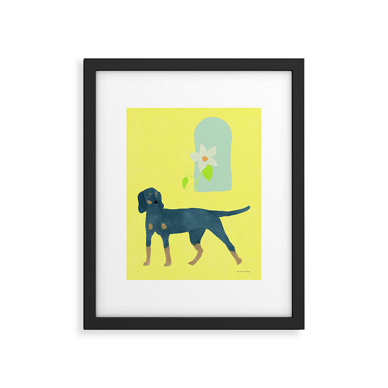 Dog and a Half-Round Window - Green and Yellow Framed Art Print Gallery Image 6