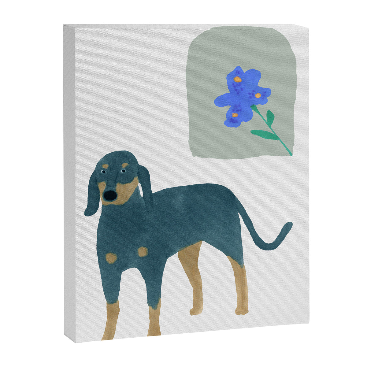 Dog and a Mini Half-Round Window - Indigo and White Canvas Print Gallery Image 8