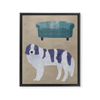 Dog and a Sofa - Purple and Beige Framed Canvas Print Gallery Image 8