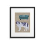 Dog and a Sofa - Purple and Beige Framed Art Print Gallery Image 6