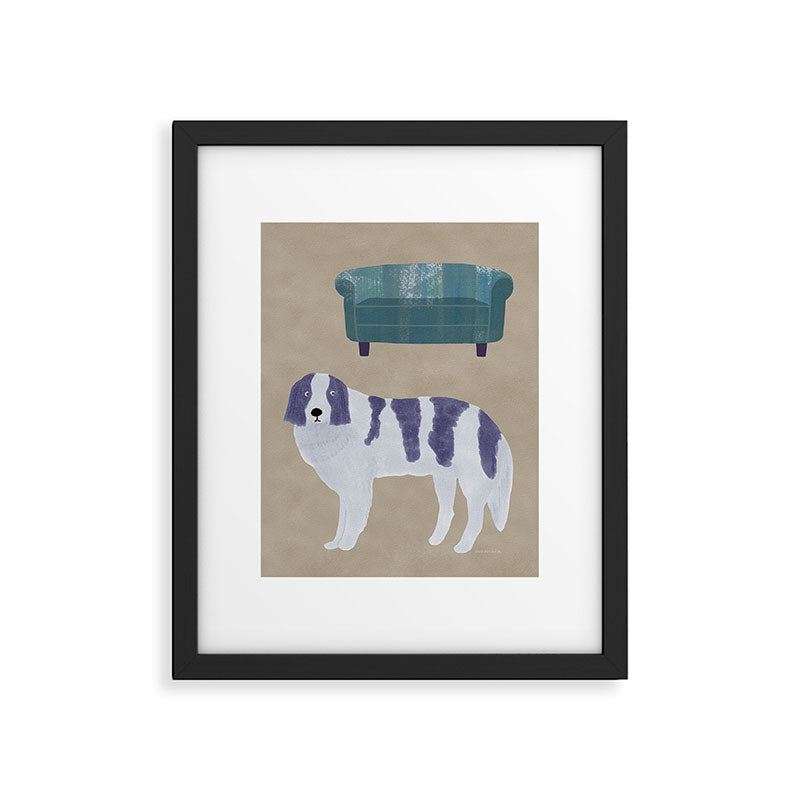 Dog and a Sofa - Purple and Beige Framed Art Print Gallery Image 6