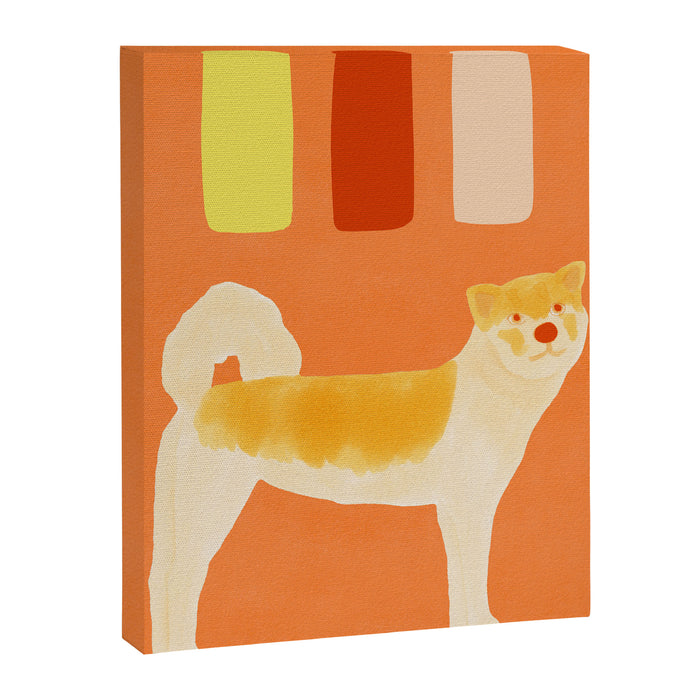 Dog and Dashes - Light Orange and Orange Canvas Print Gallery Image 1