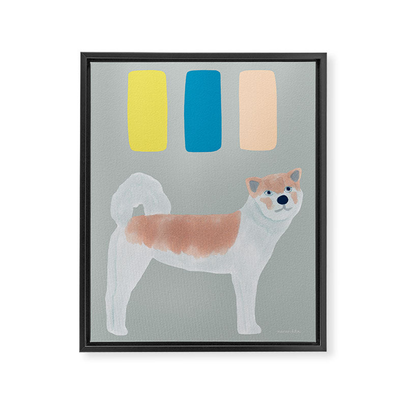 Dog and Dashes - Sepia and Sage Framed Canvas Print Gallery Image 8