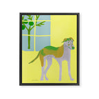 Dog in a Room - Green and Yellow Framed Canvas Print Gallery Image 8