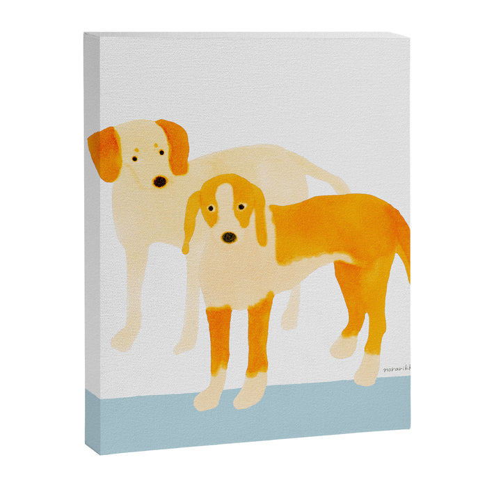 Dogs Near Water - Yellow and White Canvas Print Gallery Image 1