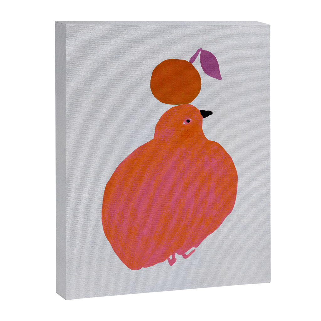 Fat Round Bird and Orange - Fuchsia and Grey Canvas Print Gallery Image 8
