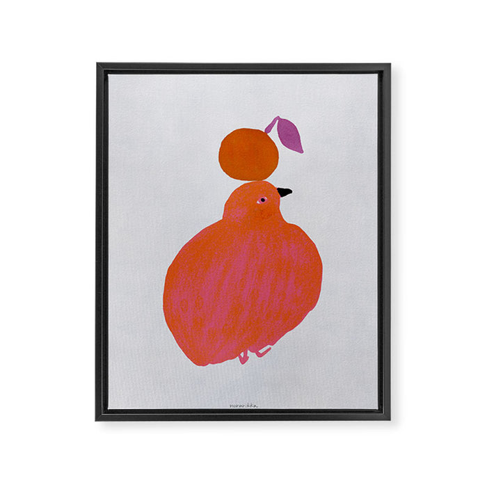 Fat Round Bird and Orange - Fuchsia and Grey Framed Canvas Print Gallery Image 1
