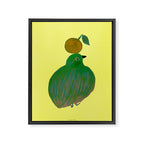 Fat Round Bird and Orange - Green and Yellow Framed Canvas Print Gallery Image 8