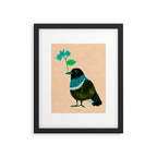 Flower Giving Bird - Green and Pink Framed Art Print Gallery Image 6