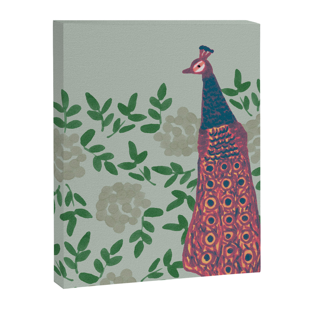 Peacock and Flower - Pink and Sage Canvas Print Gallery Image 8