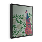 Peacock and Flower - Pink and Sage Framed Canvas Print Gallery Image 2