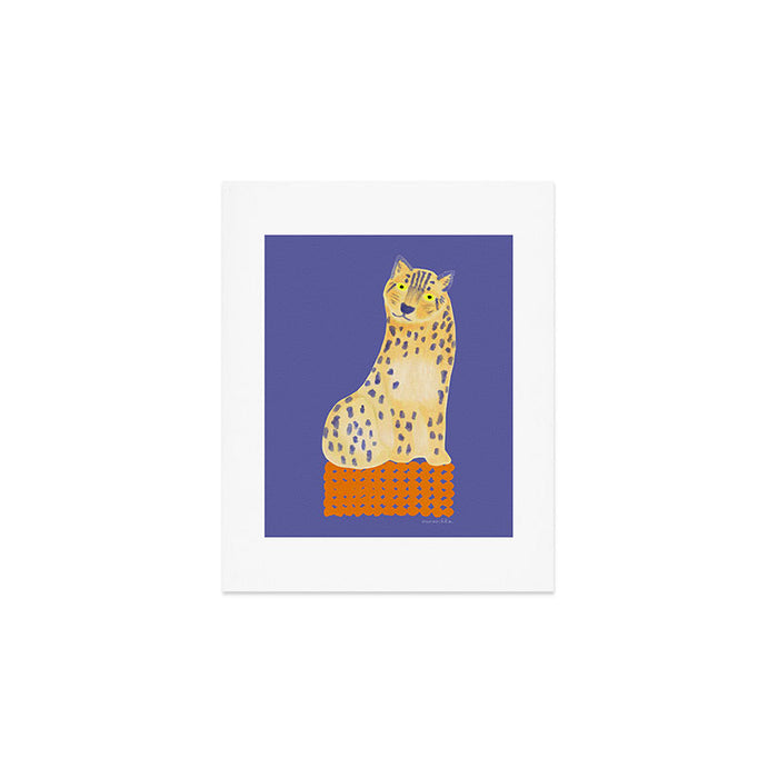 Relaxing Leopard - Orange and Very Peri Art Print Gallery Image 1