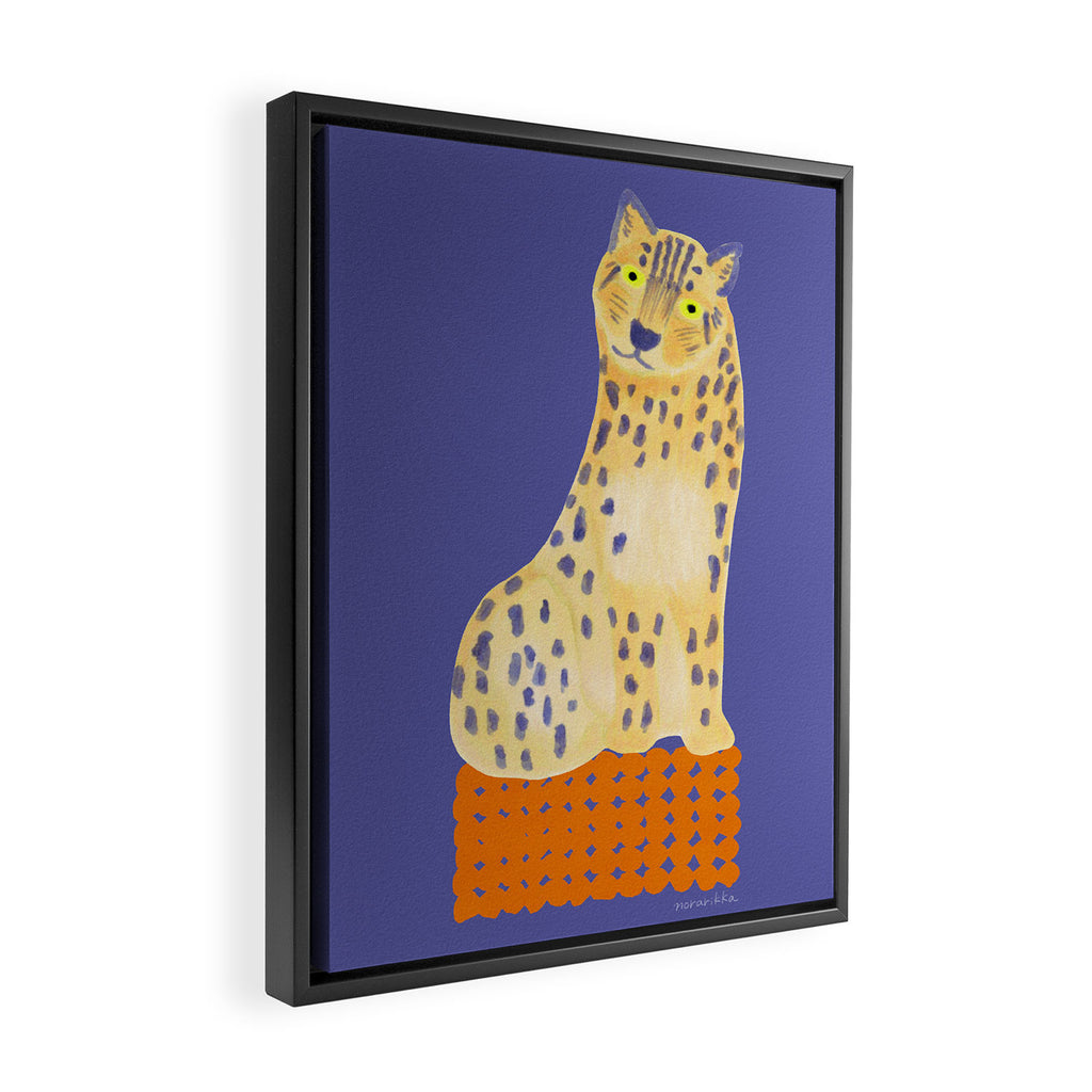 Relaxing Leopard - Orange and Very Peri Framed Canvas Print Gallery Image 2