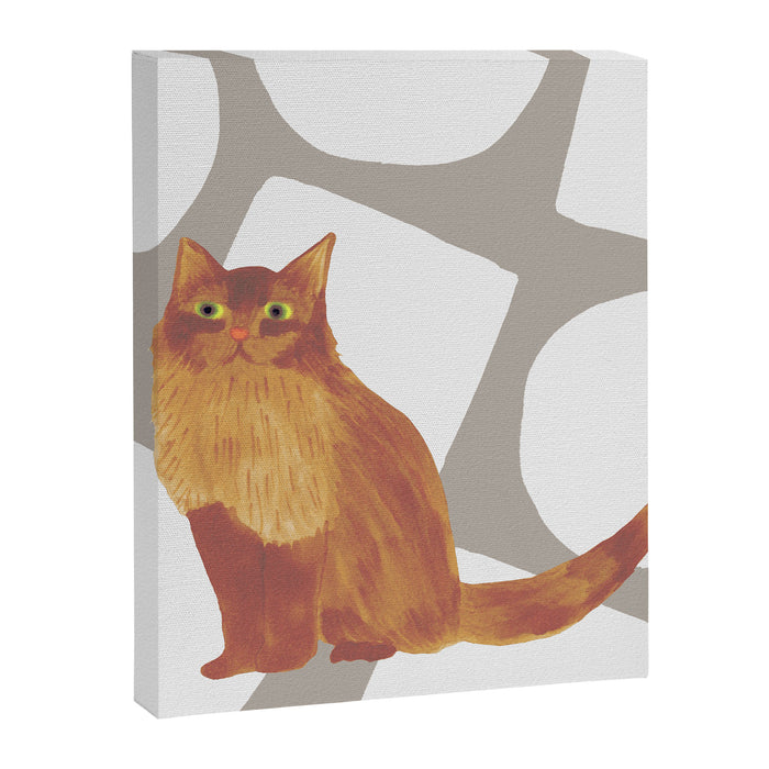 Round and Square Shape and Cat - Dark Brown and Warm Grey Canvas Print Gallery Image 1