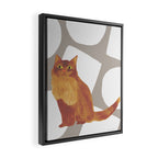 Round and Square Shape and Cat - Dark Brown and Warm Grey Framed Canvas Print Gallery Image 2