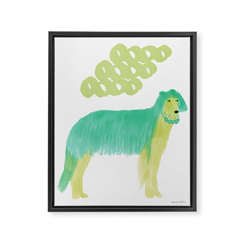 Stylish Dog - Green Framed Canvas Print Gallery Image 8