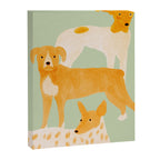 Three Dogs Lined Up - Yellow and Sage Canvas Print Gallery Image 8