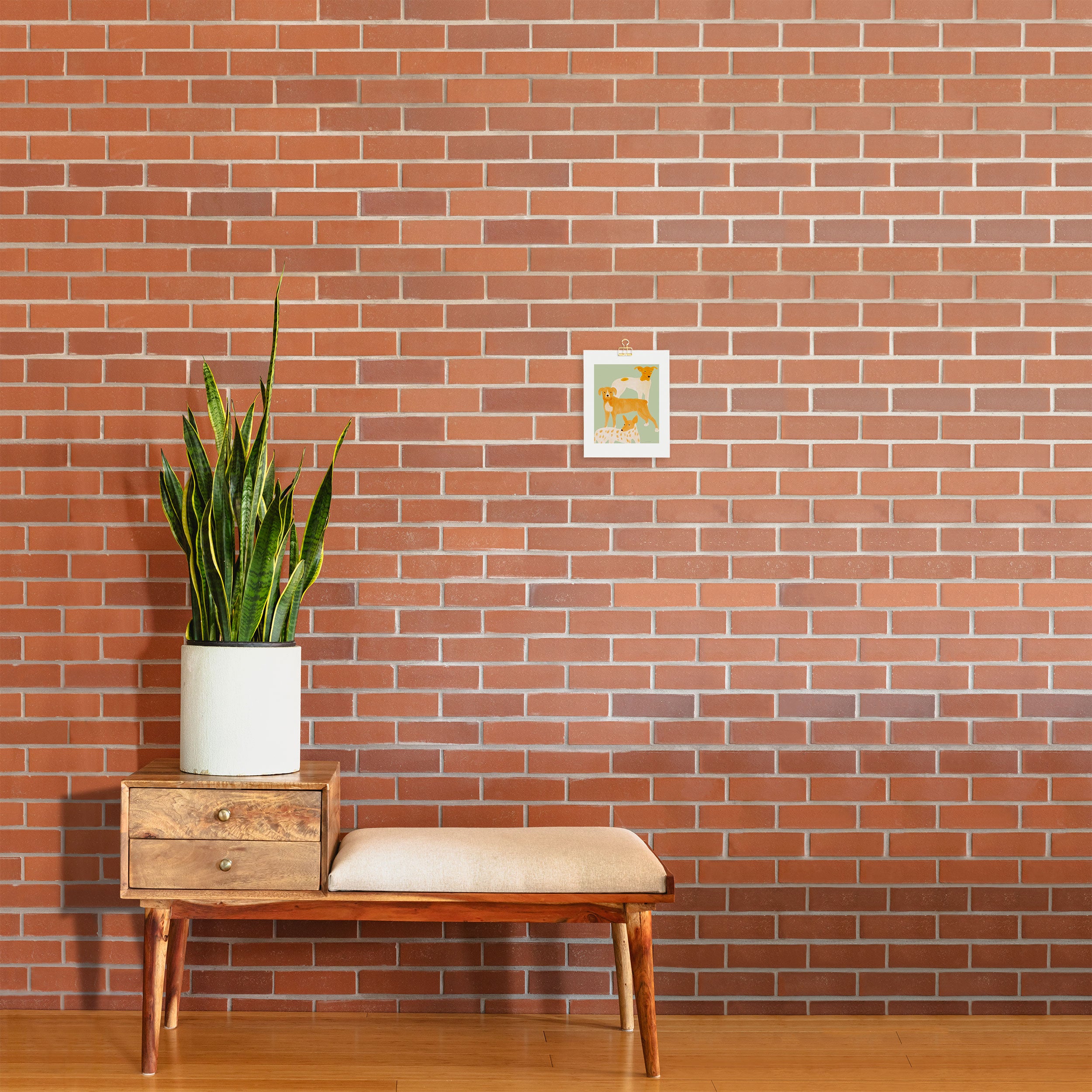 Three Dogs Lined Up - Yellow and Sage Art Print Gallery Image 2