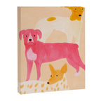 Three Dogs Lined Up - Yellow and Pink Canvas Print Gallery Image 8