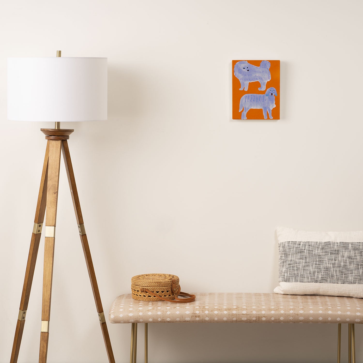 Two Calm Dogs - Blue and Orange Canvas Print Gallery Image 2