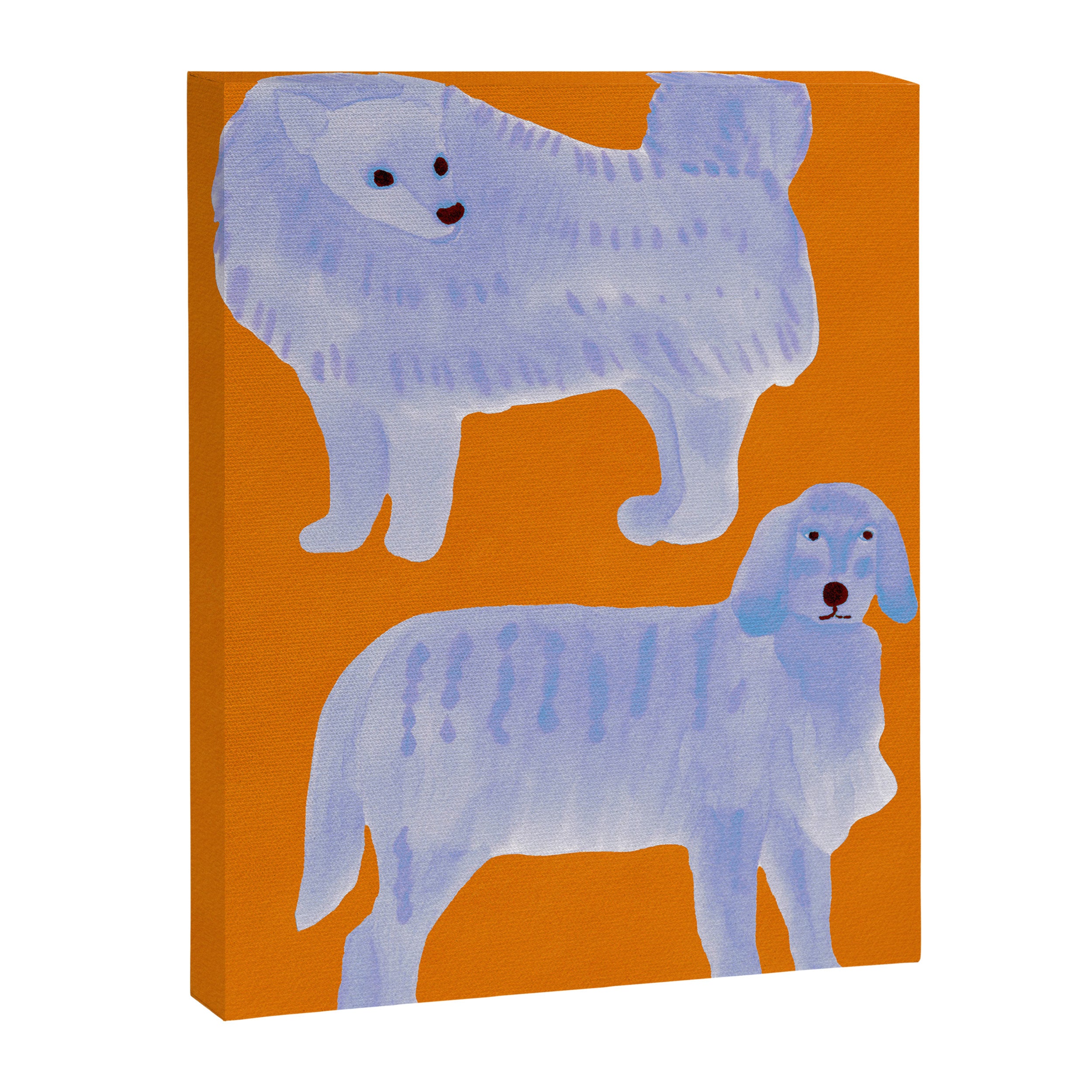 Two Calm Dogs - Blue and Orange Canvas Print Gallery Image 8