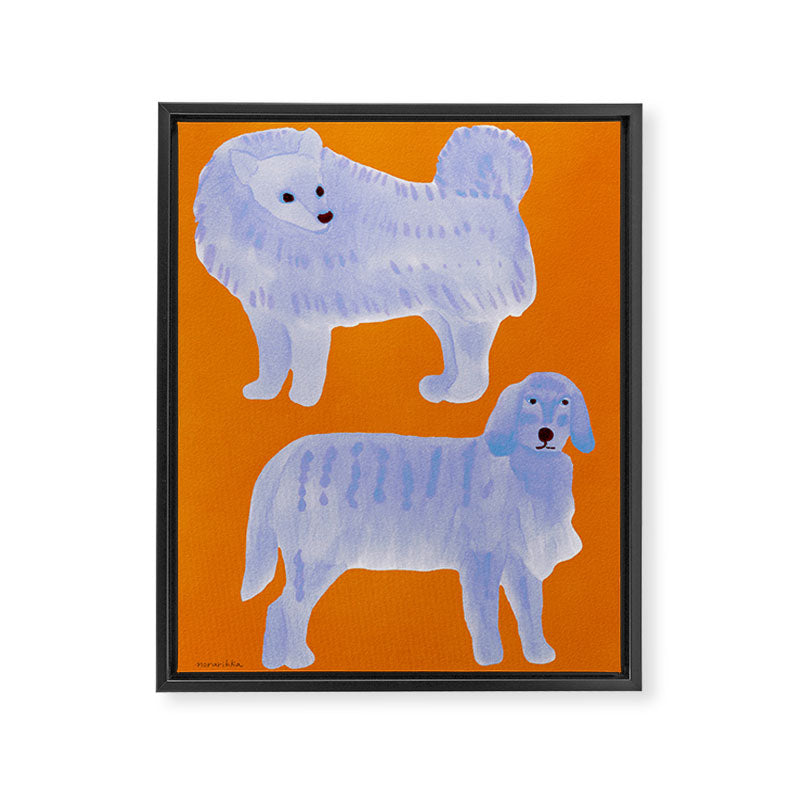 Two Calm Dogs - Blue and Orange Framed Canvas Print Gallery Image 8