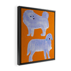 Two Calm Dogs - Blue and Orange Framed Canvas Print Gallery Image 2