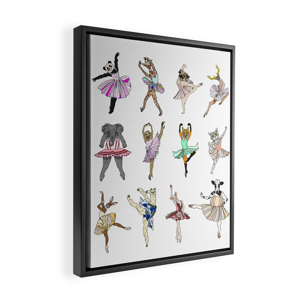 Animal Square Dance Hipster Ballerinas Framed Canvas Print Gallery Image 2