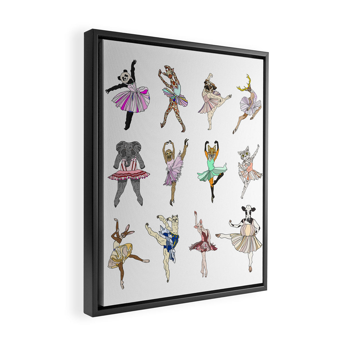 Animal Square Dance Hipster Ballerinas Framed Canvas Print Gallery Image 2