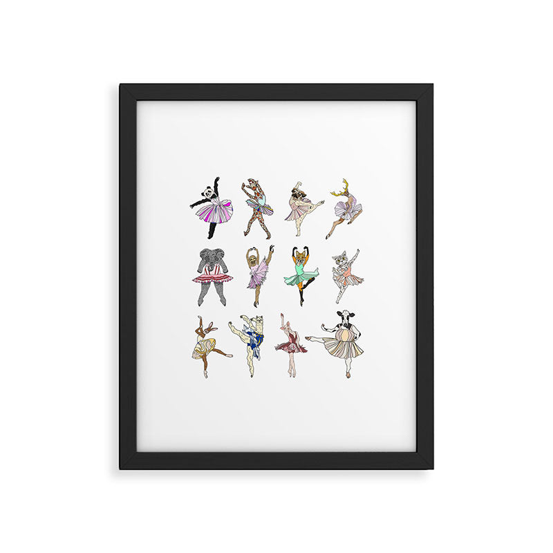 Animal Square Dance Hipster Ballerinas Framed Art Print Gallery Image 6