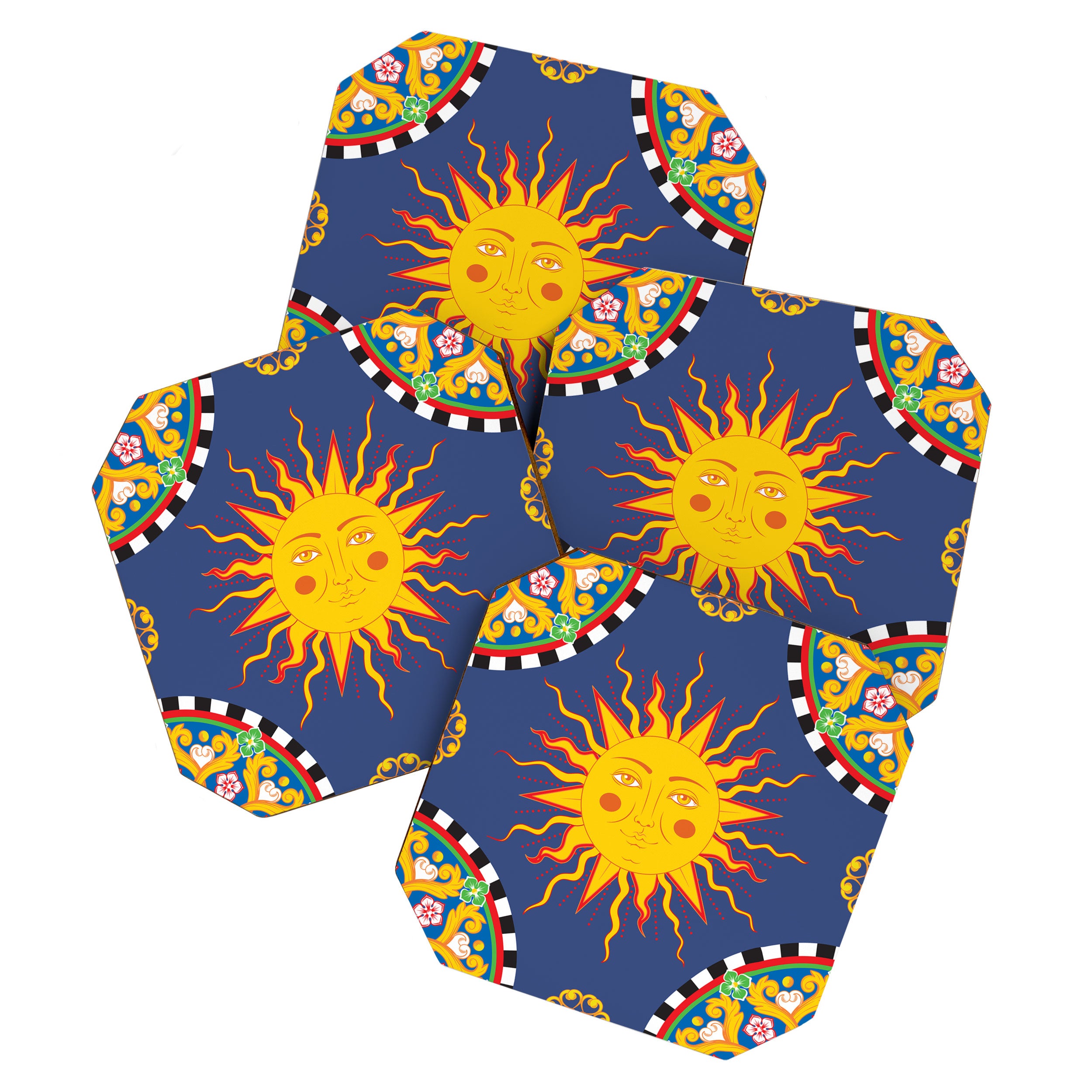 A Touch of Italian Elegance to Your Home: The Beautiful Sicili Sicilian Baroque Maiolica with Sun  Coaster Gallery Image 1