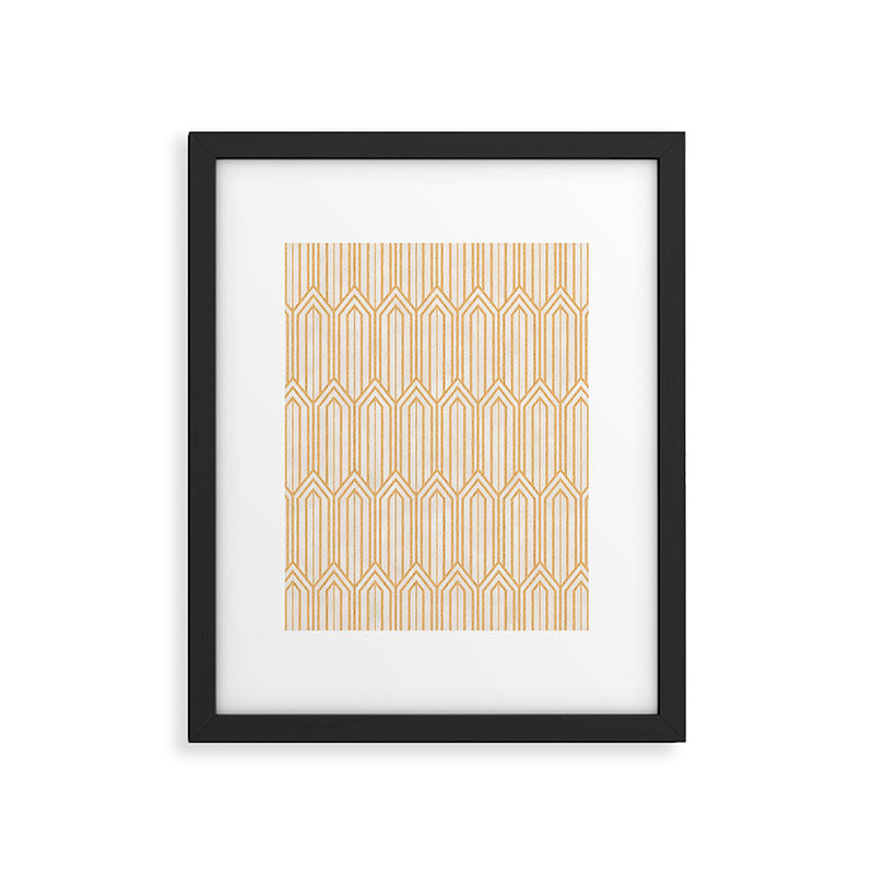 Art Deco Gatsby Geometric Pattern Ivory and Gold Framed Art Print Gallery Image 6